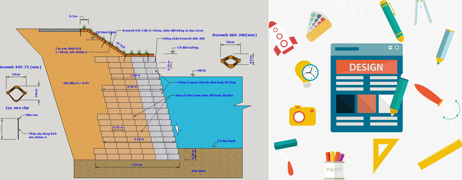 Thiết kế neoweb xây dựng tường chắn